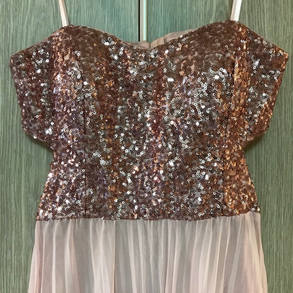 Aqua Dress - Pink Sequin/Pleated Cut Out Back - Picture 3 of 7